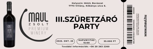 III. Szüretzáró Party Belépőjegy